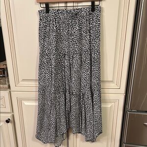 Leopard Print Black and White Midi Skirt